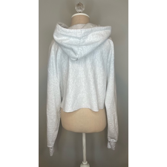 Champion Grey Cropped Hoodie Size Large - Picture 2 of 4